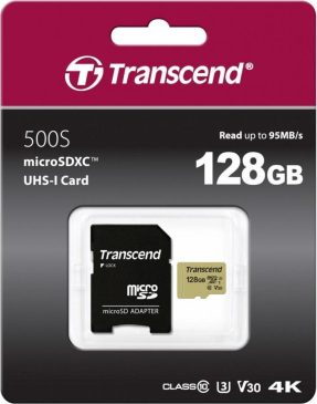 Transcend Micro SD Kaart 128gB 500s SDXC