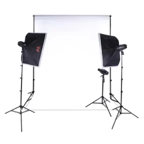 Falcon Eyes SSK-3150D complete studio met 3 flitsers en achtergrond